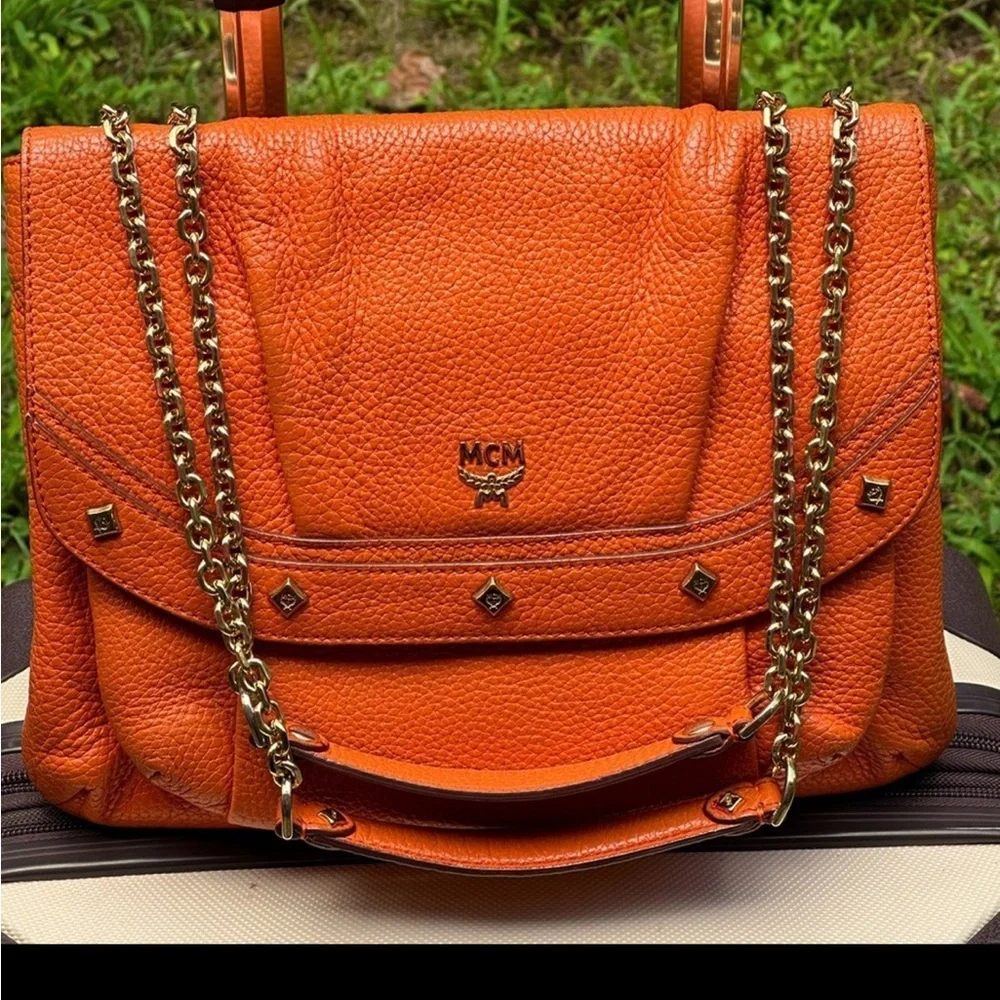 Authentic MCM Leather Two-way Studded Crossbody/Shoulder Bag